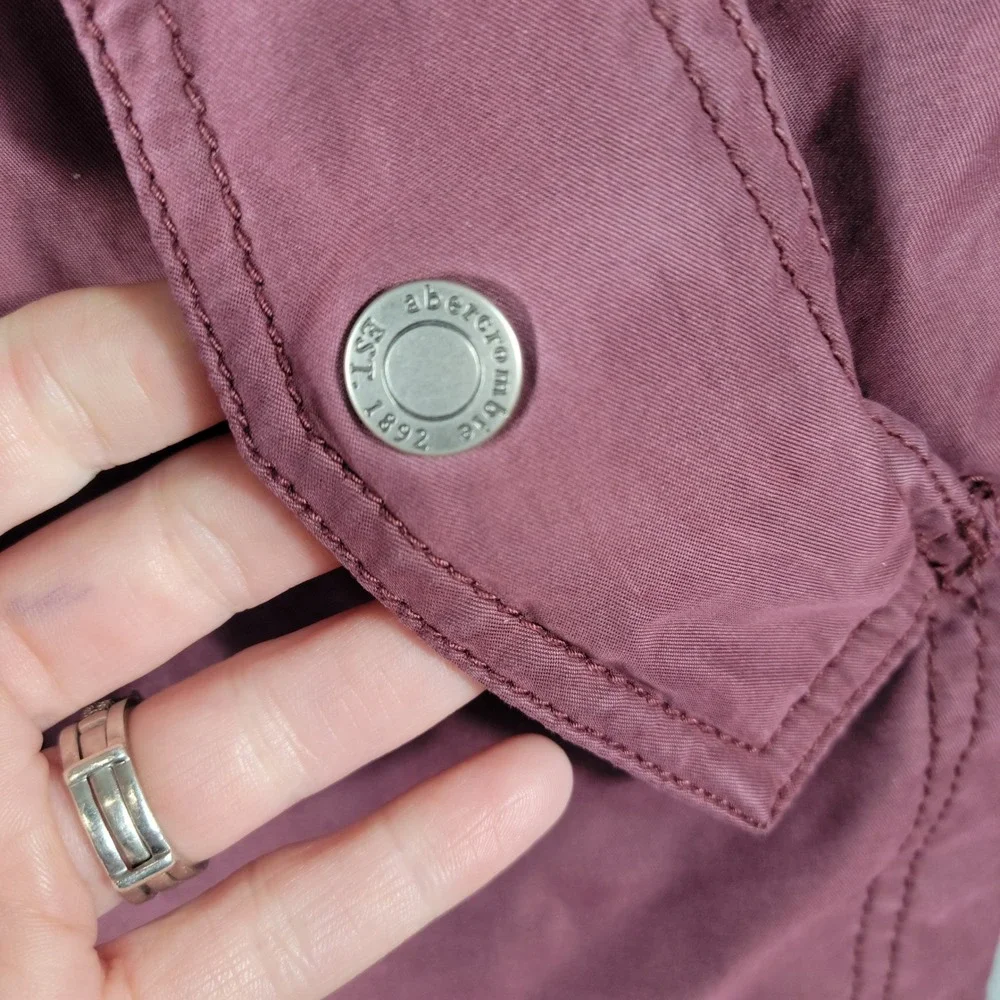 Abercrombie Kids Parka Jacket Kids 15/16 Maroon Faux Fur Hooded Sherpa Lined
